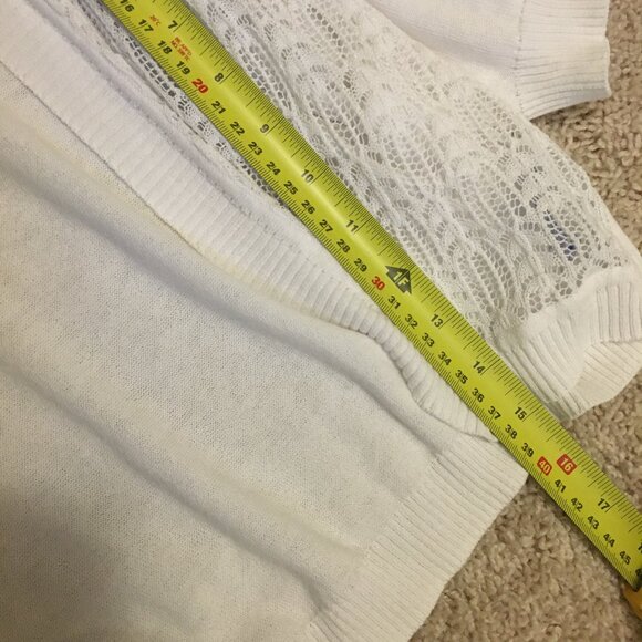 Cotton Rayon White Pointelle Knit Balletcore Bolero - Picture 8 of 12